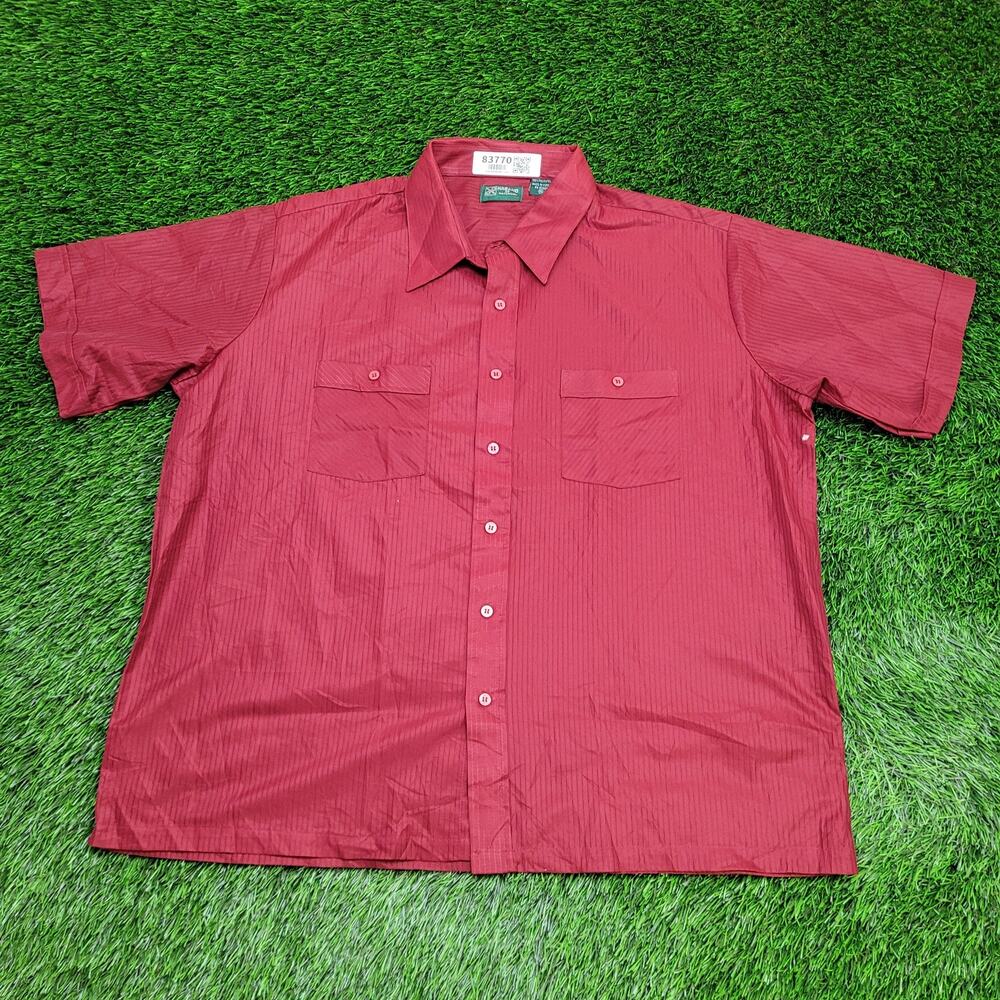 Vintage 90s Haband Textured Disco Button Shirt 2XL 26x29 Red